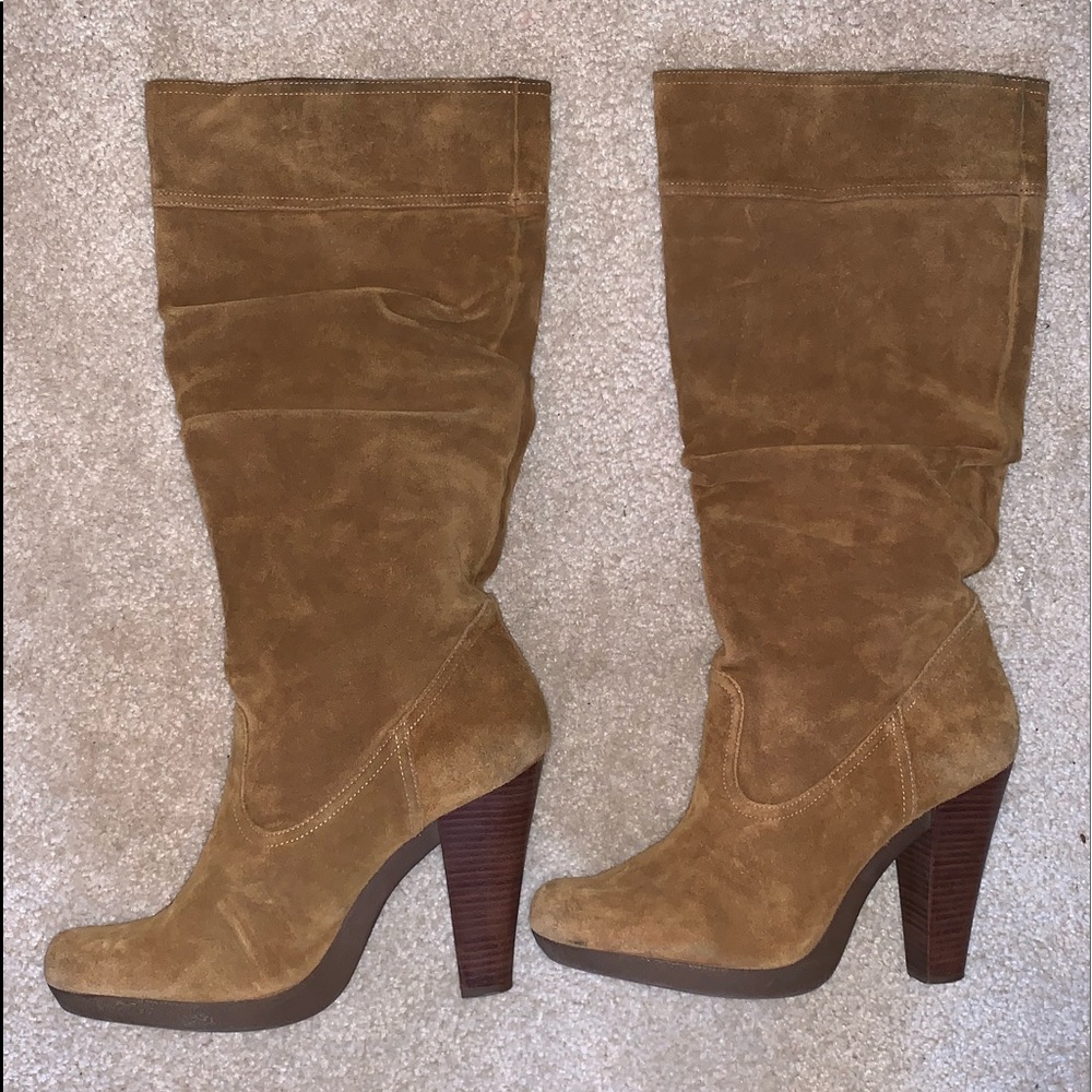 Michael Kors tan suade slouchy boot